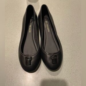 Cute used Kurt Geiger Black Leather Ballet Flats w/Logo Emboss